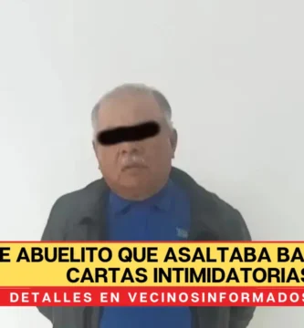 Cae abuelito que asaltaba bancos con cartas intimidatorias