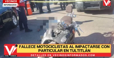 Fallece motociclistas al impactarse con particular en Tultitlán