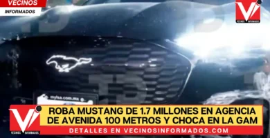 Roba Mustang de 1.7 millones en agencia de avenida 100 metros y choca en la Gustavo A. Madero