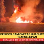 Arden dos camionetas huachicoleras en Tlahuelilpan