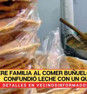 Muere familia al comer buñuelos, abuela confundió leche con un químico