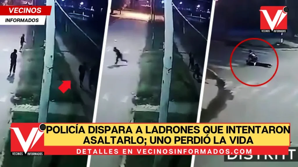 Policía dispara a ladrones que intentaron asaltarlo; uno perdió la vida |VIDEO