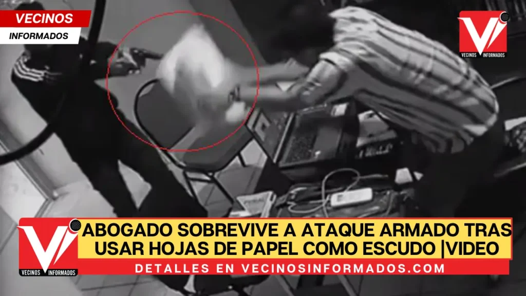 Video: Abogado se salva tras escudarse con hojas de papel durante ataque armado