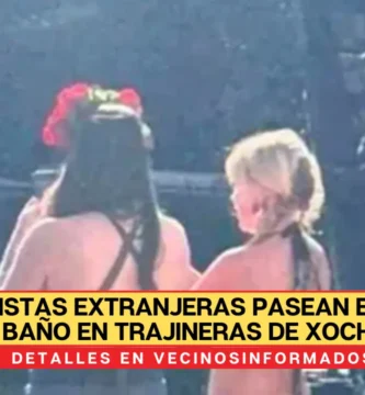 Turistas Extranjeras Pasean en traje de baño en Trajineras de Xochimilco