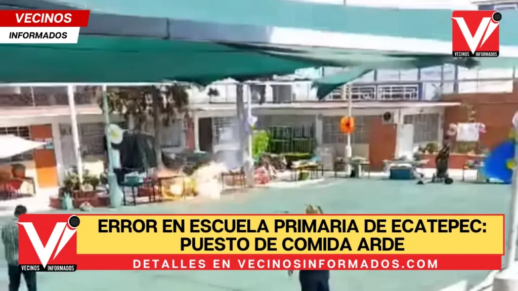 VIDEO | Terror en escuela primaria de Ecatepec: Puesto de comida arde en llamas durante una kermes en festival de primavera