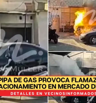 Pipa de gas provoca flamazo en un estacionamiento en Mercado de Ecatepec