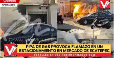 Pipa de gas provoca flamazo en un estacionamiento en Mercado de Ecatepec