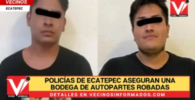 Policías de Ecatepec aseguran una bodega de autopartes robadas y detienen a dos sujetos