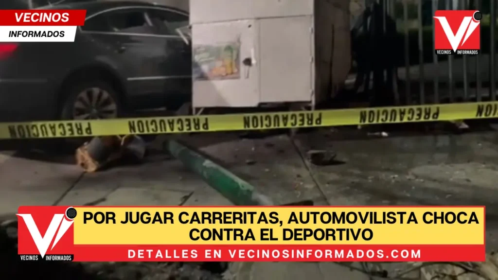 Por jugar carreritas, automovilista choca contra el deportivo del IMSS en Av. Politécnico en la Gustavo A. Madero