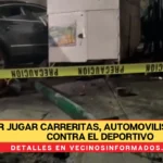 Por jugar carreritas, automovilista choca contra el deportivo del IMSS en Av. Politécnico en la Gustavo A. Madero