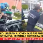 Video: liberan a joven que fue prensada por automóvil mientras esperaba su camión