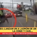 Lanzan un a ladrón de un camión en la CDMX y una moto casi lo aplasta