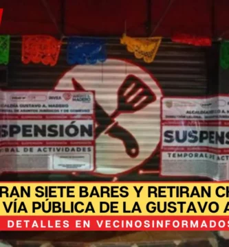 Cierran siete bares y retiran chelerías en la vía pública de la Gustavo A. Madero