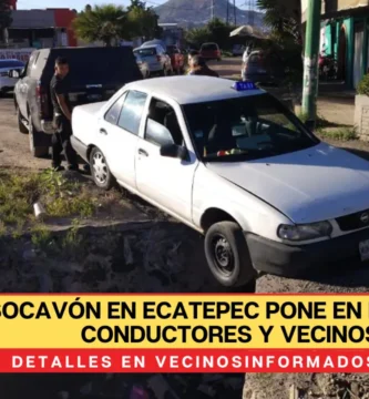 Socavón en Ecatepec pone en riesgo a conductores y vecinos