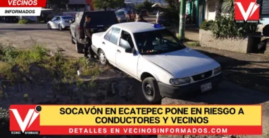 Socavón en Ecatepec pone en riesgo a conductores y vecinos