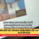 Mujer se graba robando en la caja de autopago