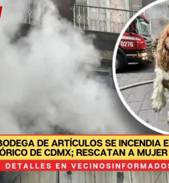 Bodega de artículos se incendia en Centro Histórico de CdMx; rescatan a mujer y su perrito | VIDEO