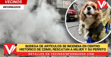 Bodega de artículos se incendia en Centro Histórico de CdMx; rescatan a mujer y su perrito | VIDEO