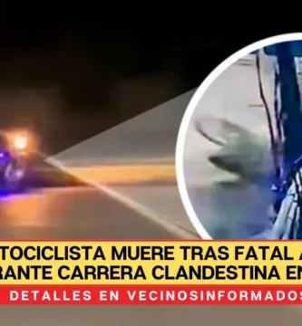 Motociclista muere tras fatal accidente durante carrera clandestina