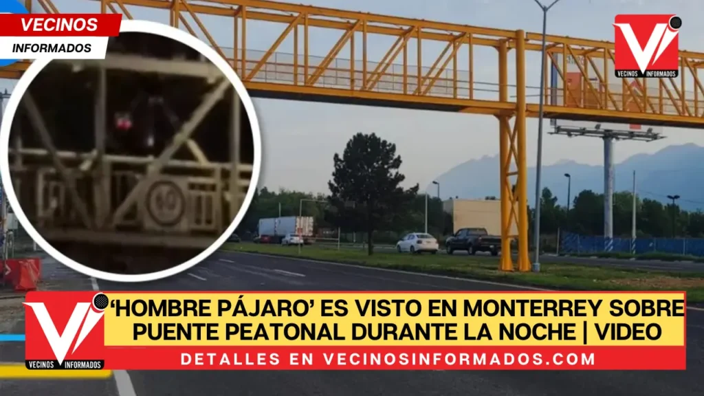 ‘Hombre pájaro’ es visto en Monterrey sobre puente peatonal durante la noche | VIDEO