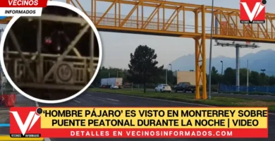 ‘Hombre pájaro’ es visto en Monterrey sobre puente peatonal durante la noche | VIDEO