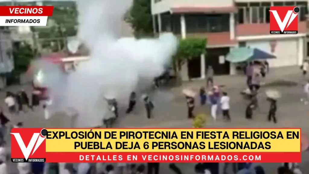 Explosión de pirotecnia en fiesta religiosa en Puebla deja 6 personas lesionadas