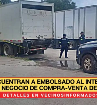Encuentran a embolsado al interior de un negocio de compra-venta de fierro viejo, en Ecatepec