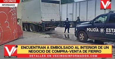 Encuentran a embolsado al interior de un negocio de compra-venta de fierro viejo, en Ecatepec