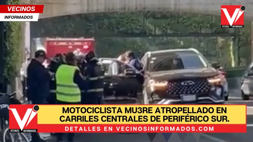 Motociclista muere atropellado en carriles centrales de Periférico Sur.