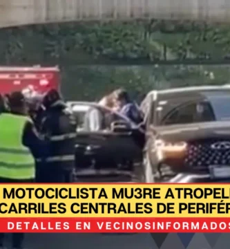 Motociclista muere atropellado en carriles centrales de Periférico Sur.