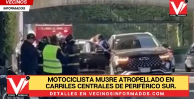 Motociclista muere atropellado en carriles centrales de Periférico Sur.