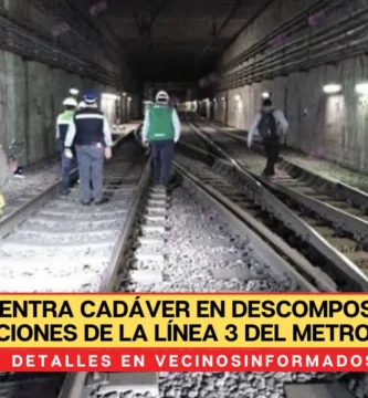 Encuentra cadáver en descomposición entre estaciones de la Línea 3 del Metro de la CDMX