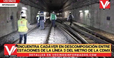 Encuentra cadáver en descomposición entre estaciones de la Línea 3 del Metro de la CDMX