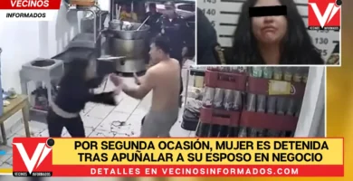 Por segunda ocasión, mujer es detenida tras apuñalar a su esposo en negocio