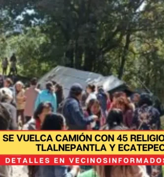 Se vuelca camión con 45 religiosos