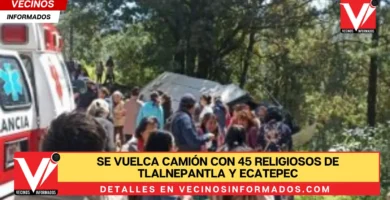 Se vuelca camión con 45 religiosos