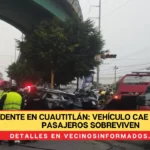 Accidente en Cuautitlán: Vehículo cae de puente y pasajeros sobreviven