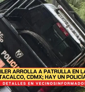 Tráiler arrolla a patrulla en la alcaldía Iztacalco, CdMx; hay un policía muerto