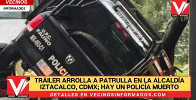 Tráiler arrolla a patrulla en la alcaldía Iztacalco, CdMx; hay un policía muerto