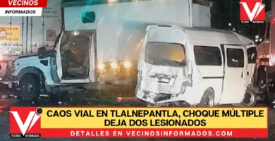 Caos vial en Tlalnepantla, choque múltiple deja dos lesionados