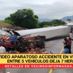 Video: Aparatoso accidente en Veracruz entre 5 vehículos deja 7 heridos