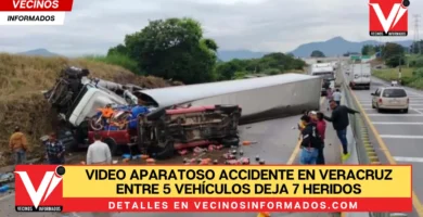 Video: Aparatoso accidente en Veracruz entre 5 vehículos deja 7 heridos