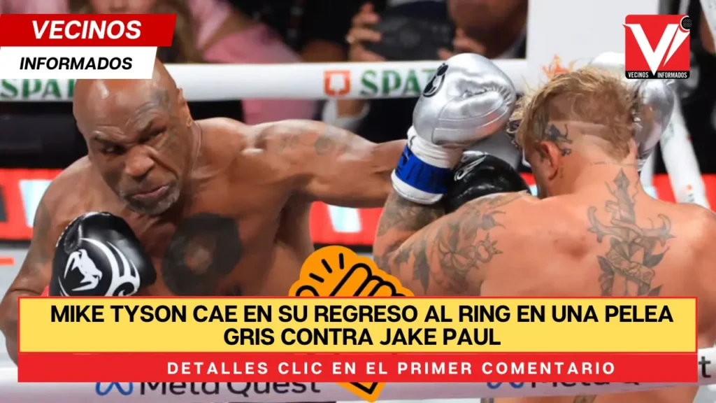 Mike Tyson cae en su regreso al ring en una pelea gris contra Jake Paul