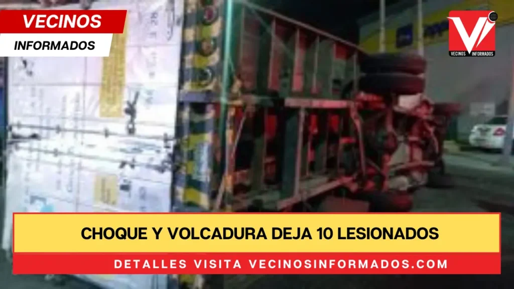 Choque y volcadura deja 10 lesionados