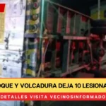 Choque y volcadura deja 10 lesionados