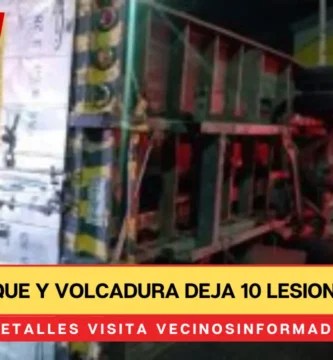 Choque y volcadura deja 10 lesionados