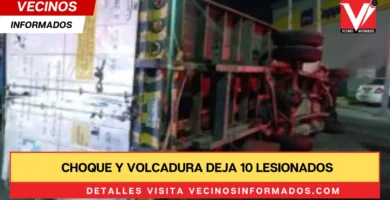 Choque y volcadura deja 10 lesionados