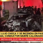 Auto de lujo choca y se incendia en Paseo de la Reforma; conductor muere calcinado | VIDEO