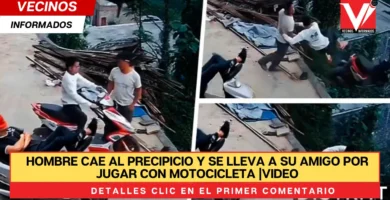 Hombre cae al precipicio y se lleva a su amigo por jugar con motocicleta |VIDEO