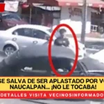 VIDEO: Se salva de ser aplastado por vocho en Naucalpan… ¡No le tocaba!